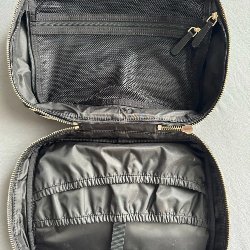 kate spade Black and White Striped Travel Cosmetic Pouch